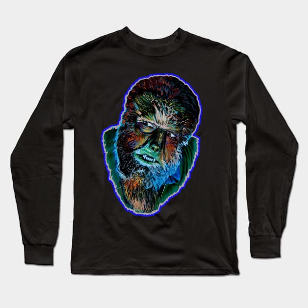 wolfman Long Sleeve T-Shirt by Chris Hoffman Art